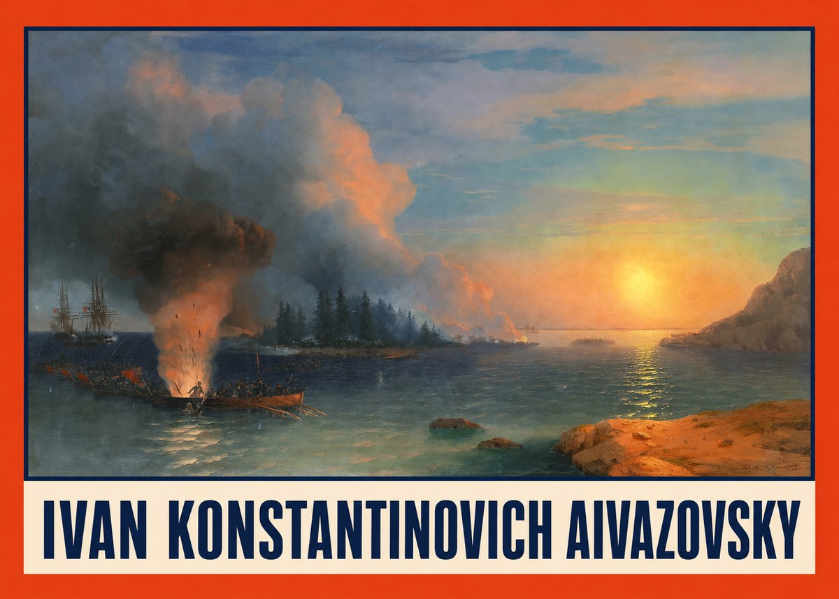 Ivan Konstantinovich Aivazovsky Battle of Chesma No2 - Plakát