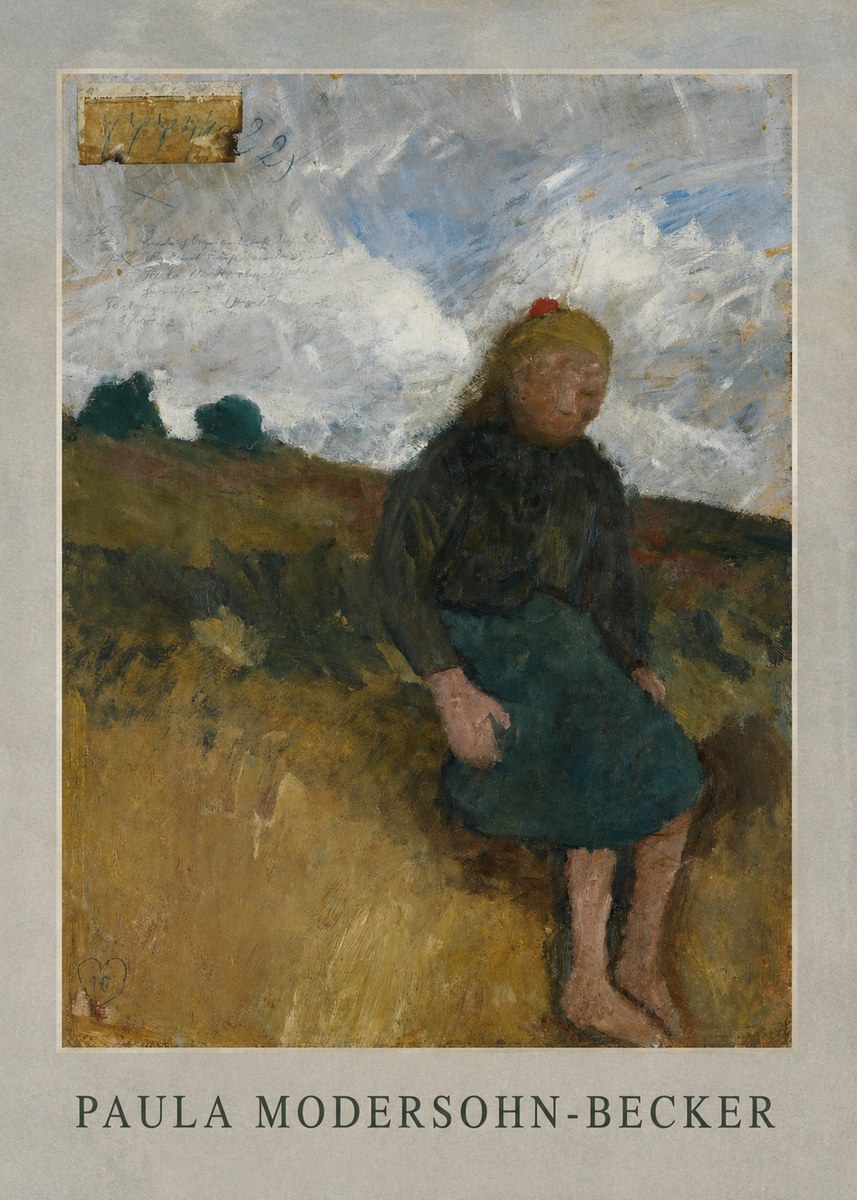 Paula Modersohn-Becker Seated Girl in the Moor No1 - Plakát