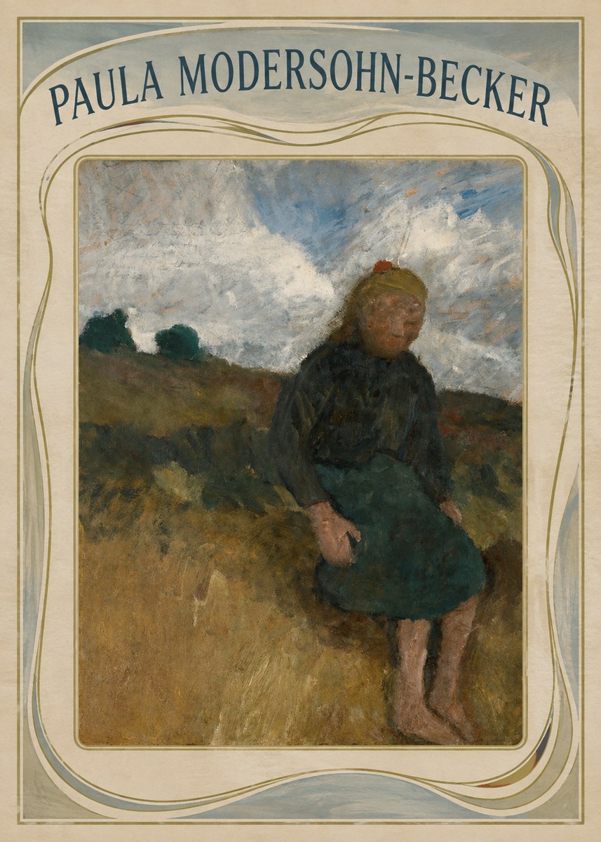 Paula Modersohn-Becker Seated Girl in the Moor No4 - Plakát