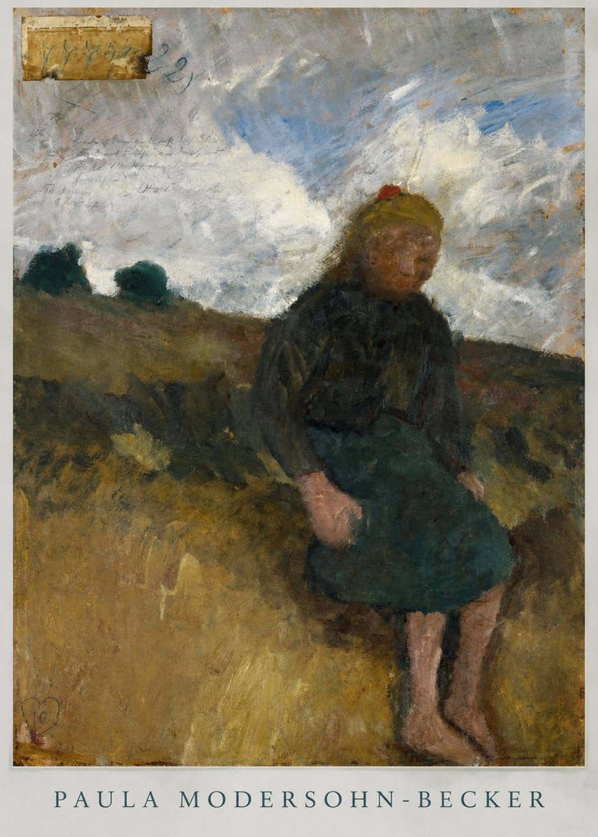 Paula Modersohn-Becker Seated Girl in the Moor No6 - Plakát