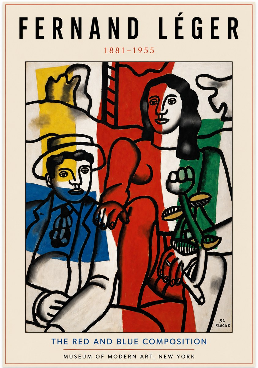 Fernand Léger The Red and Blue Composition No3 - Plakát