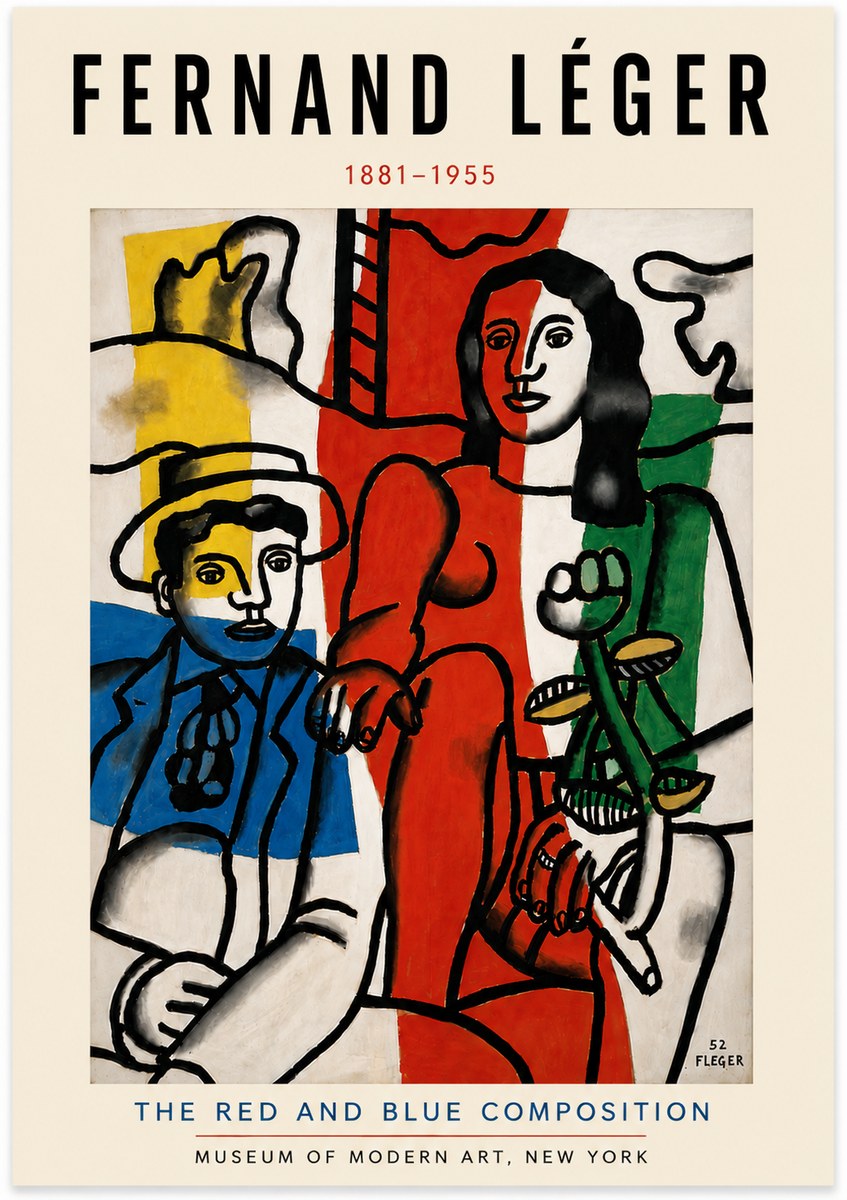 Fernand Léger The Red and Blue Composition No6 - Plakát