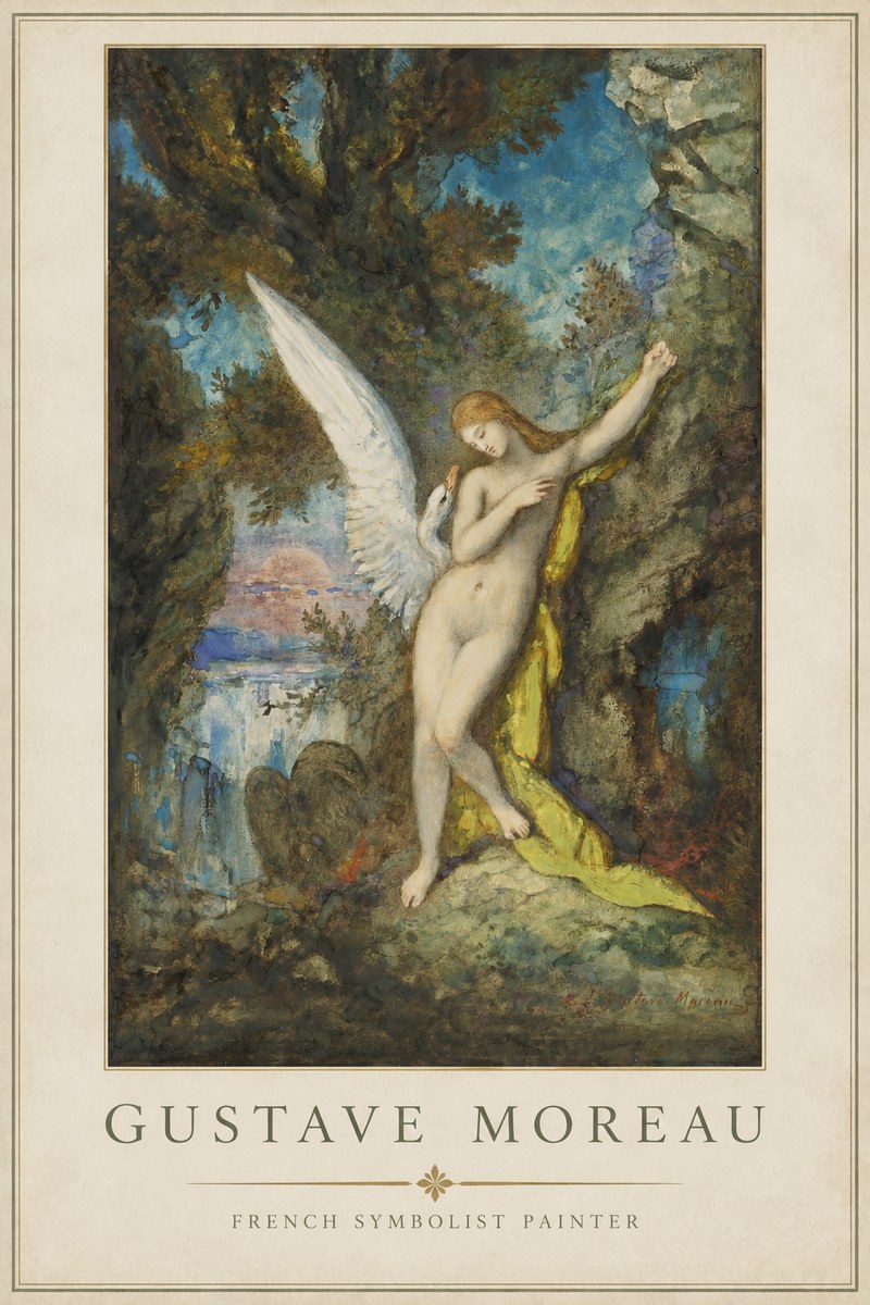 Gustave Moreau Leda and the Swan No1 - Plakát