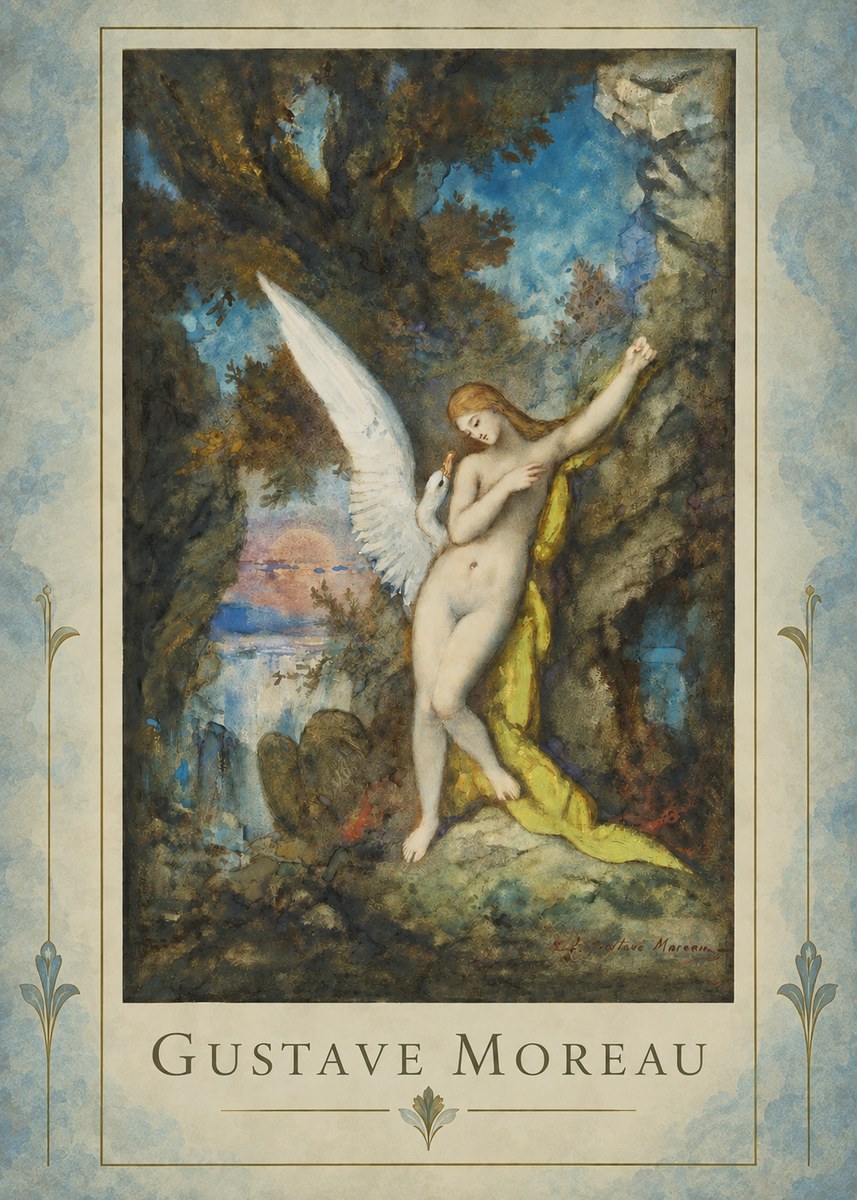 Gustave Moreau Leda and the Swan No4 - Plakát