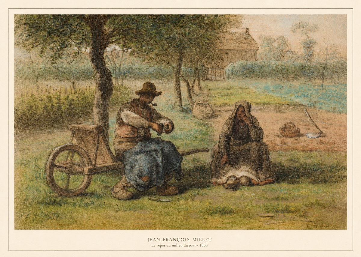 Jean-François Millet Le Repos Au Milieu Du Jour No5 - Plakát