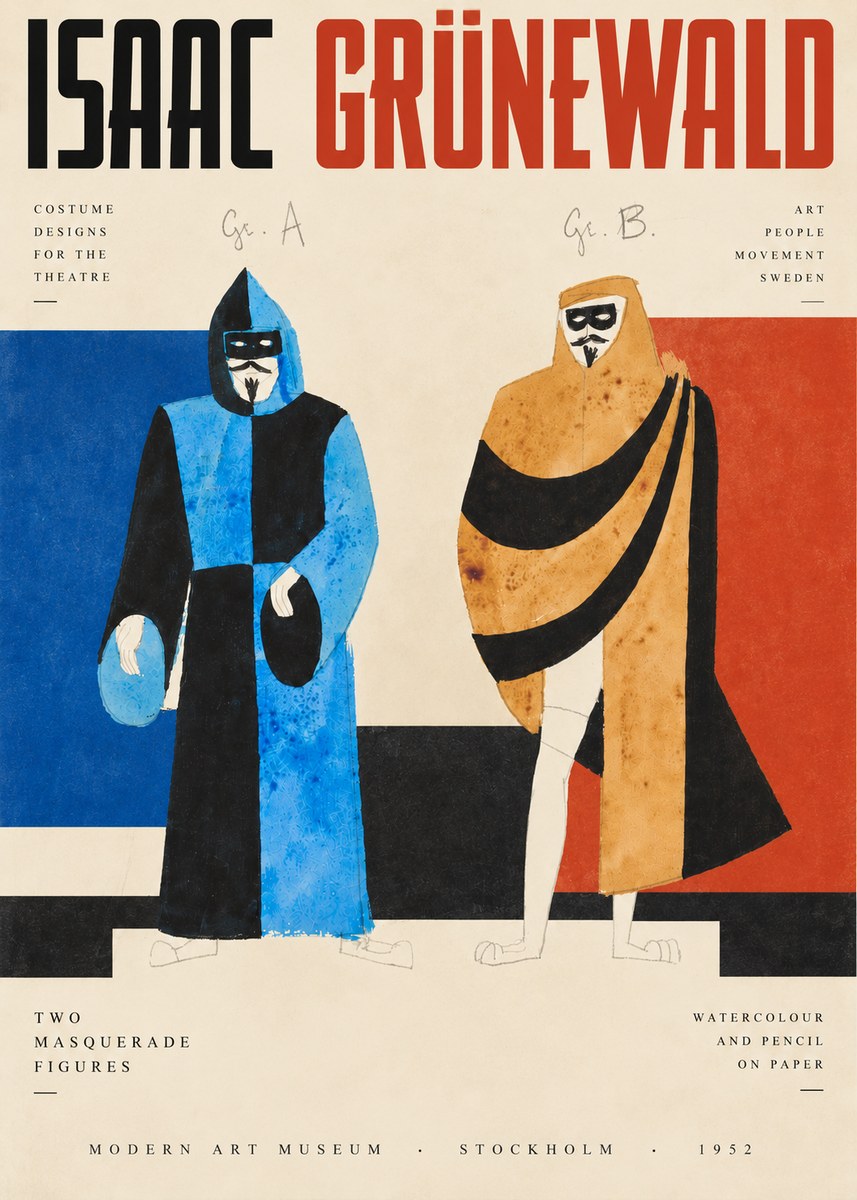 Isaac Grünewald Two Masquerade Figures - Costume Sketch No3 - Plakát