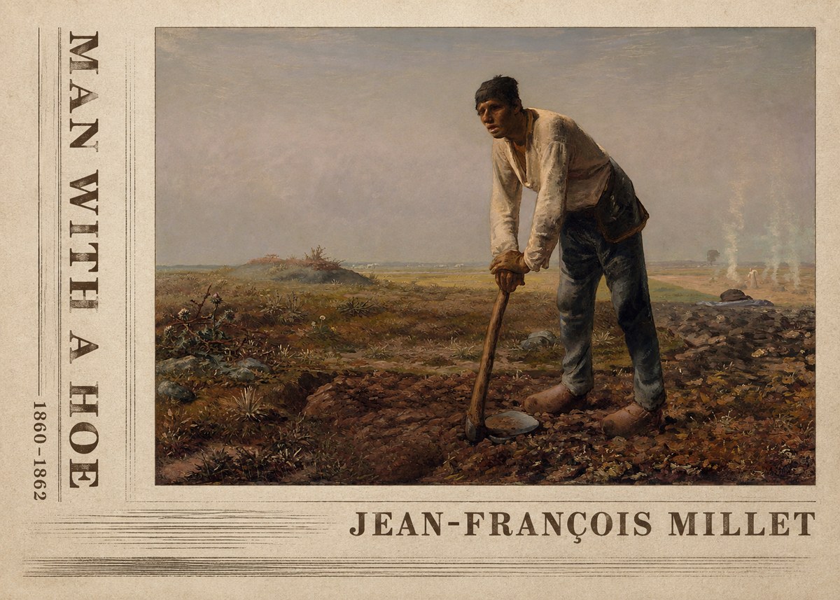 Jean-François Millet Man with a Hoe No2 - Plakát