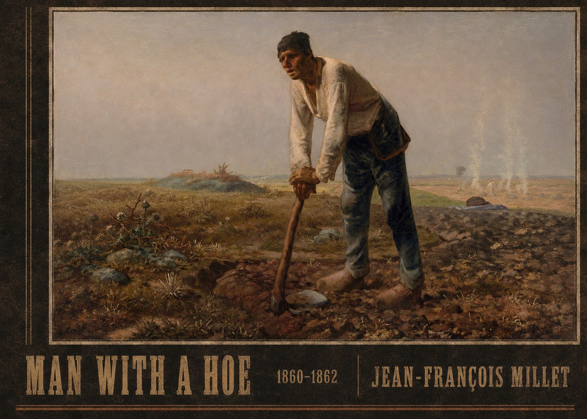 Jean-François Millet Man with a Hoe No3 - Plakát