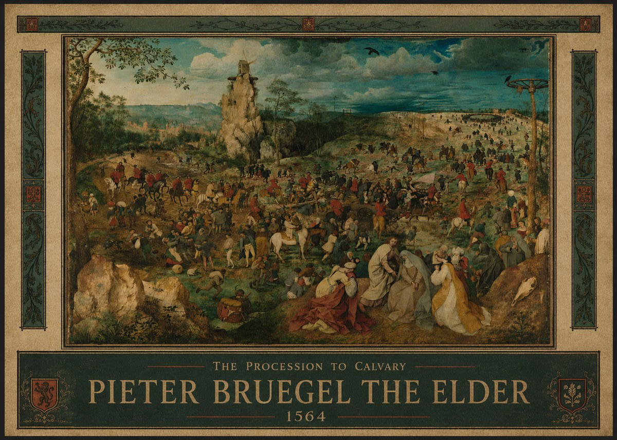 Pieter Bruegel The Processsson to Calvary No3 - Plakát