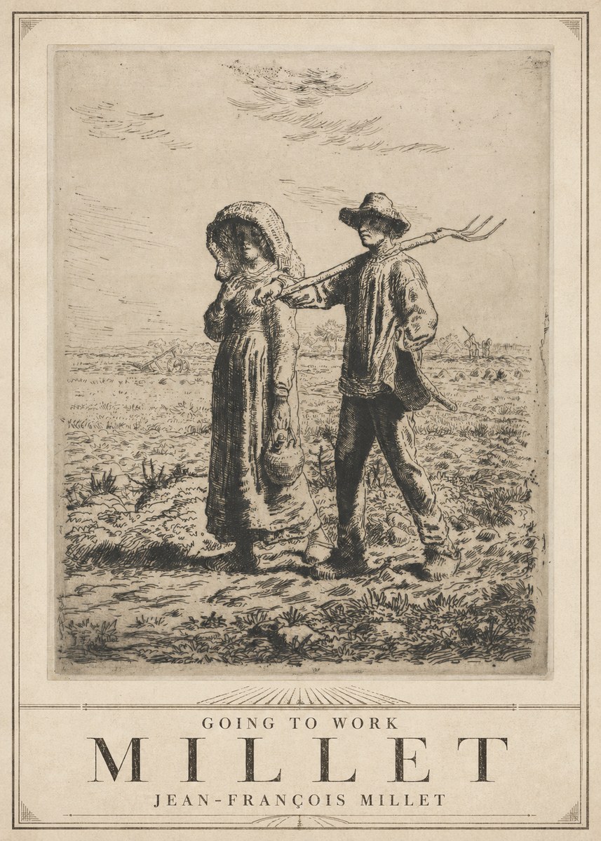 Jean-François Millet Going to Work No3 - Plakát