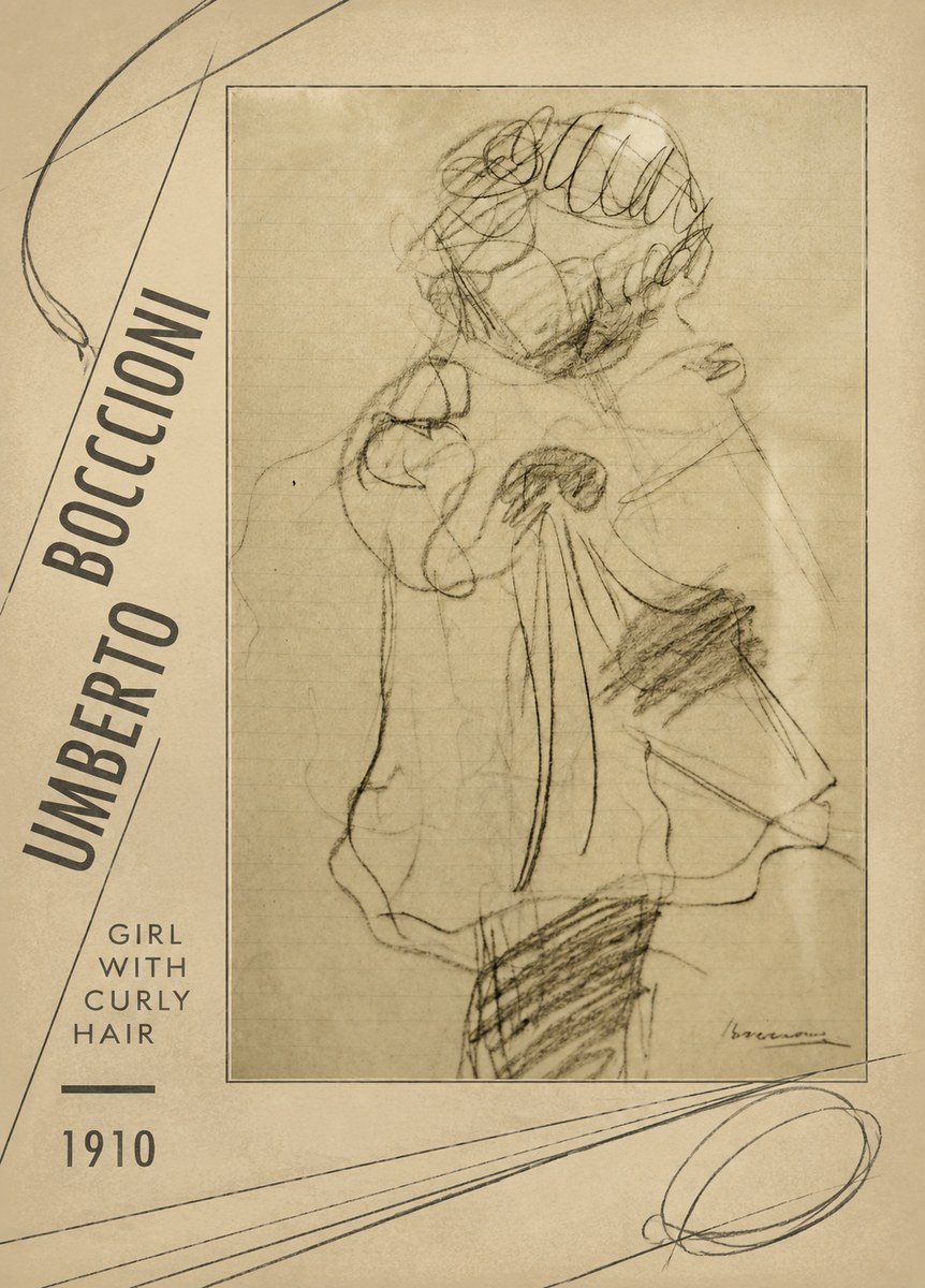 Umberto Boccioni Girl with Curly Hair No2 - Plakát