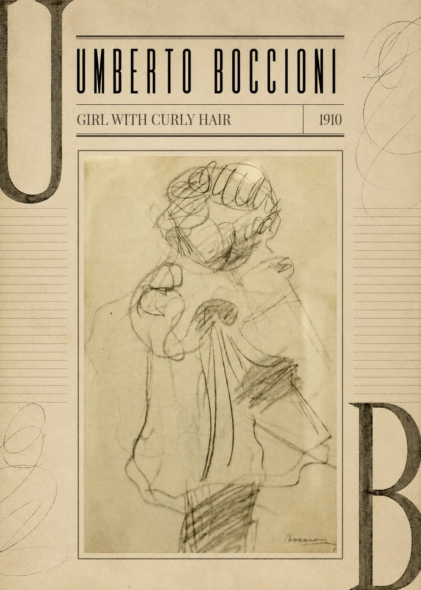 Umberto Boccioni Girl with Curly Hair No3 - Plakát