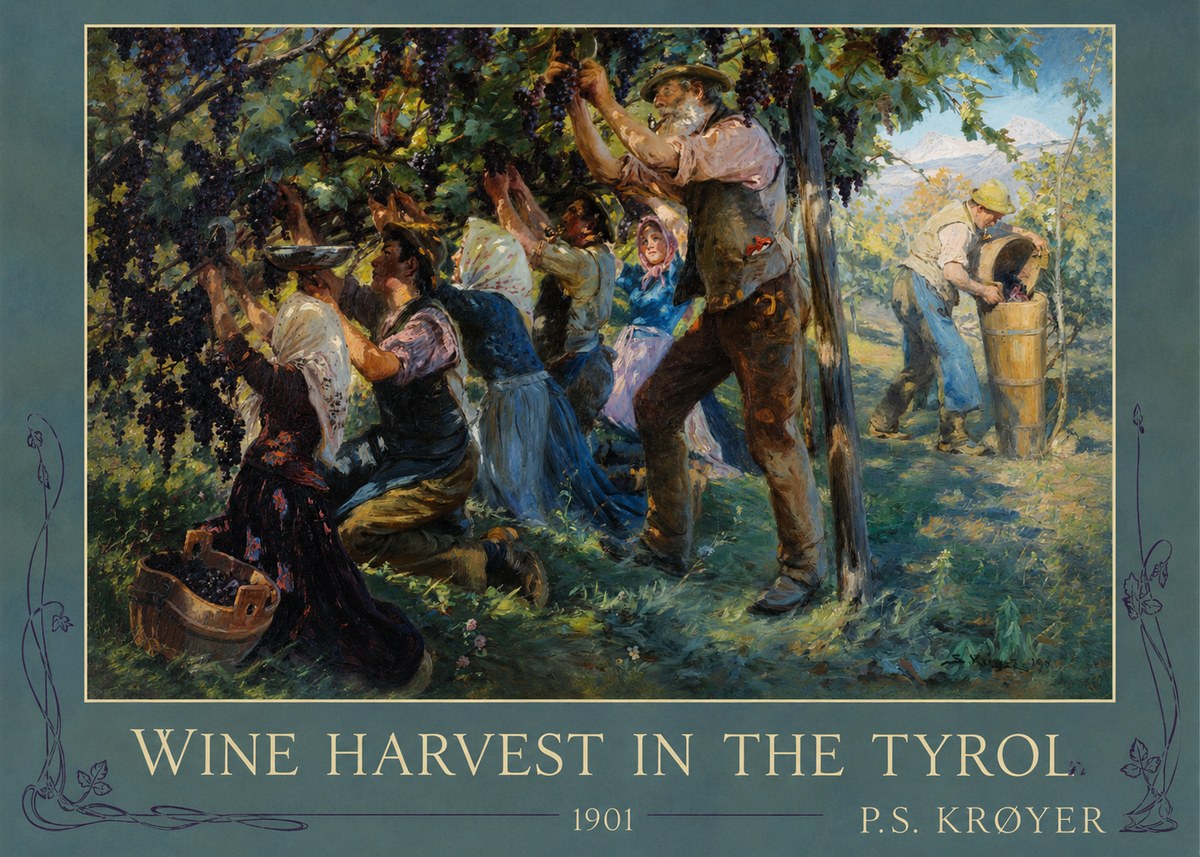 P.S. Krøyer Wine Harvest in the Tyrol No2 - Plakát