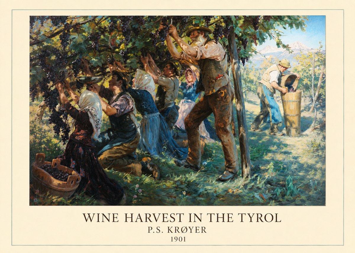 P.S. Krøyer Wine Harvest in the Tyrol No5 - Plakát