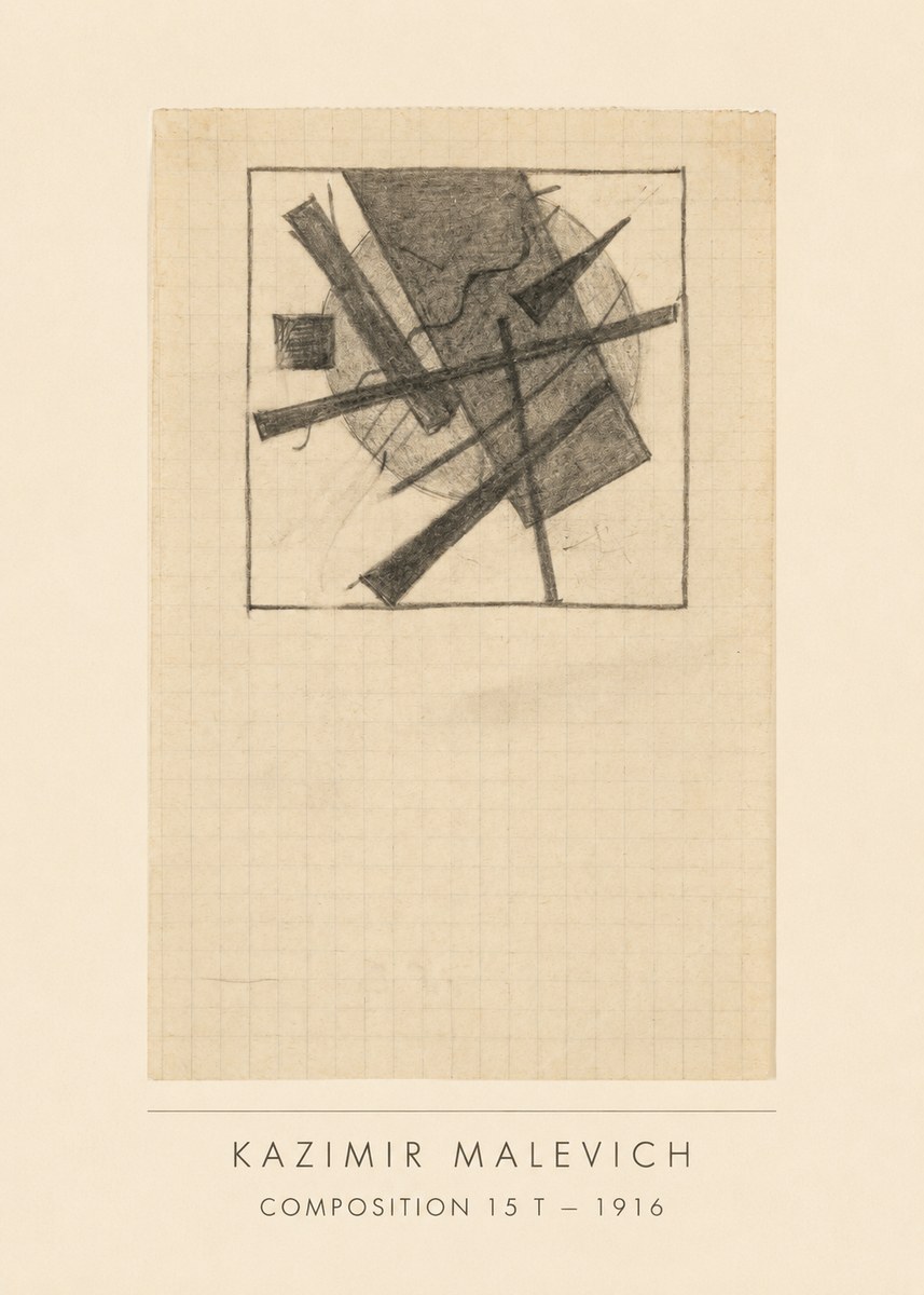 Kazimir Malevich Composition 15 T - 1916 No3 - Plakát