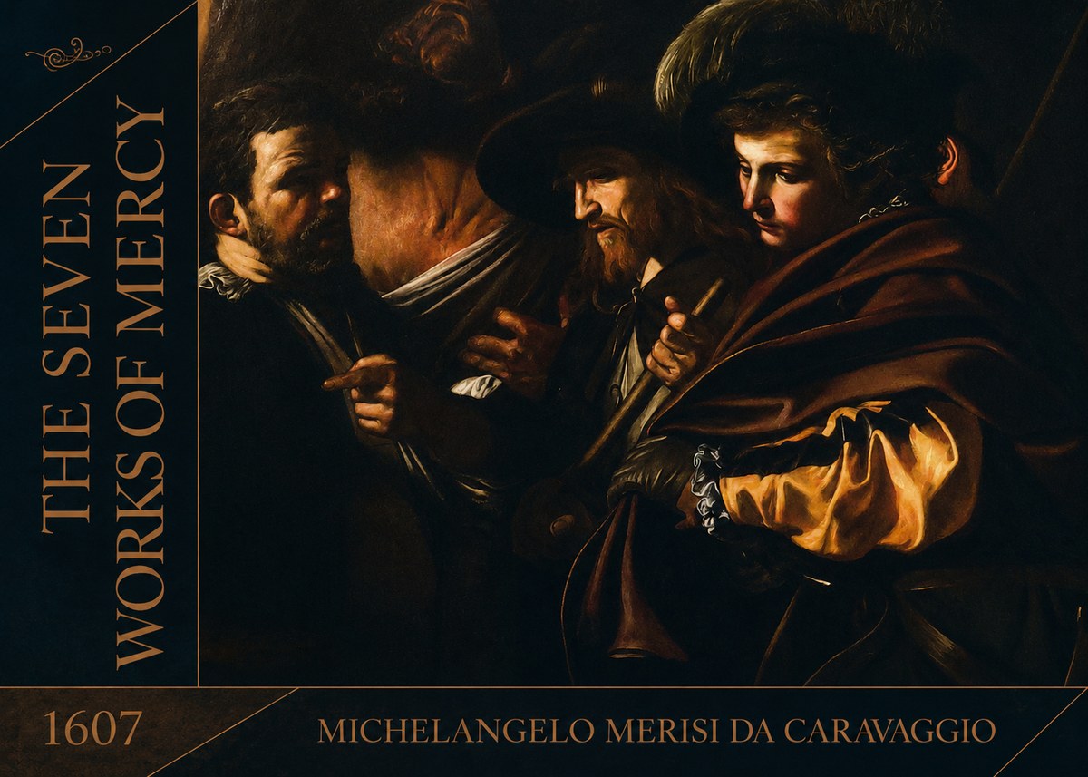 Michelangelo Merisi da Caravaggio The Seven Works of Mercy VI No2 - Plakát
