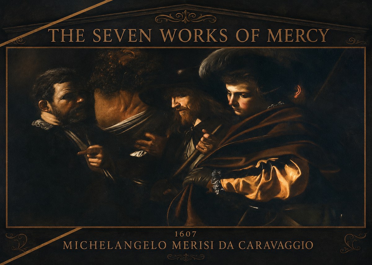 Michelangelo Merisi da Caravaggio The Seven Works of Mercy VI No3 - Plakát