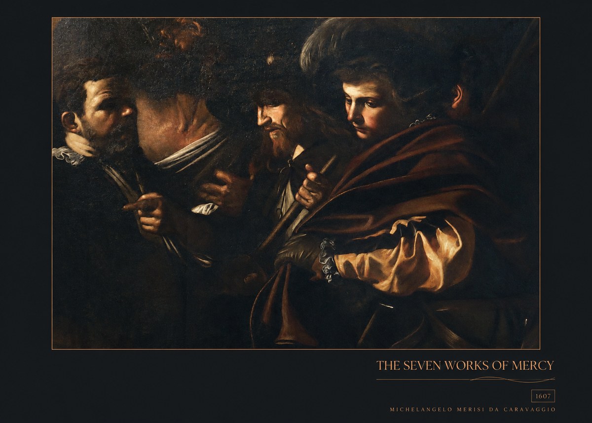 Michelangelo Merisi da Caravaggio The Seven Works of Mercy VI No5 - Plakát