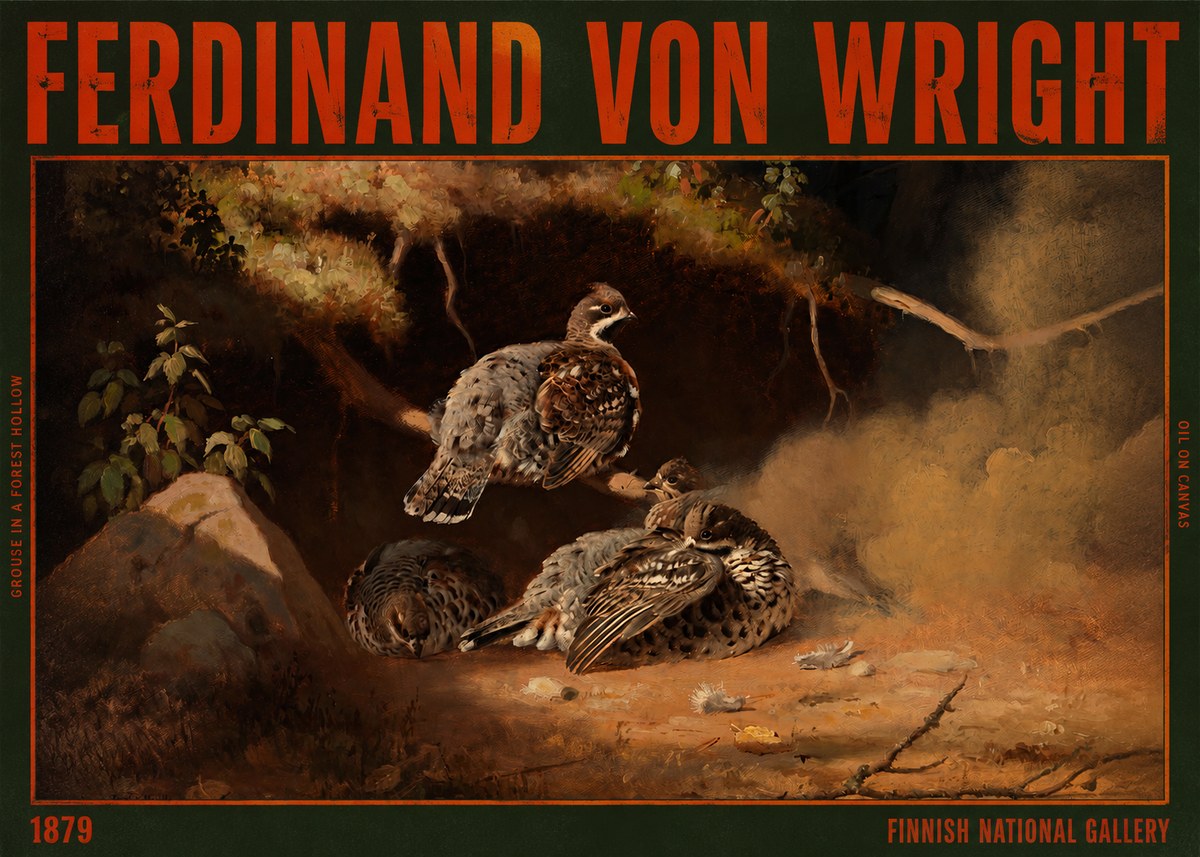 Ferdinand von Wright Grouse in a Forest Hollow No2 - Plakát