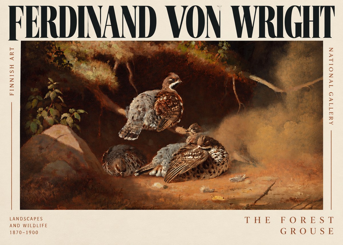 Ferdinand von Wright Grouse in a Forest Hollow No3 - Plakát