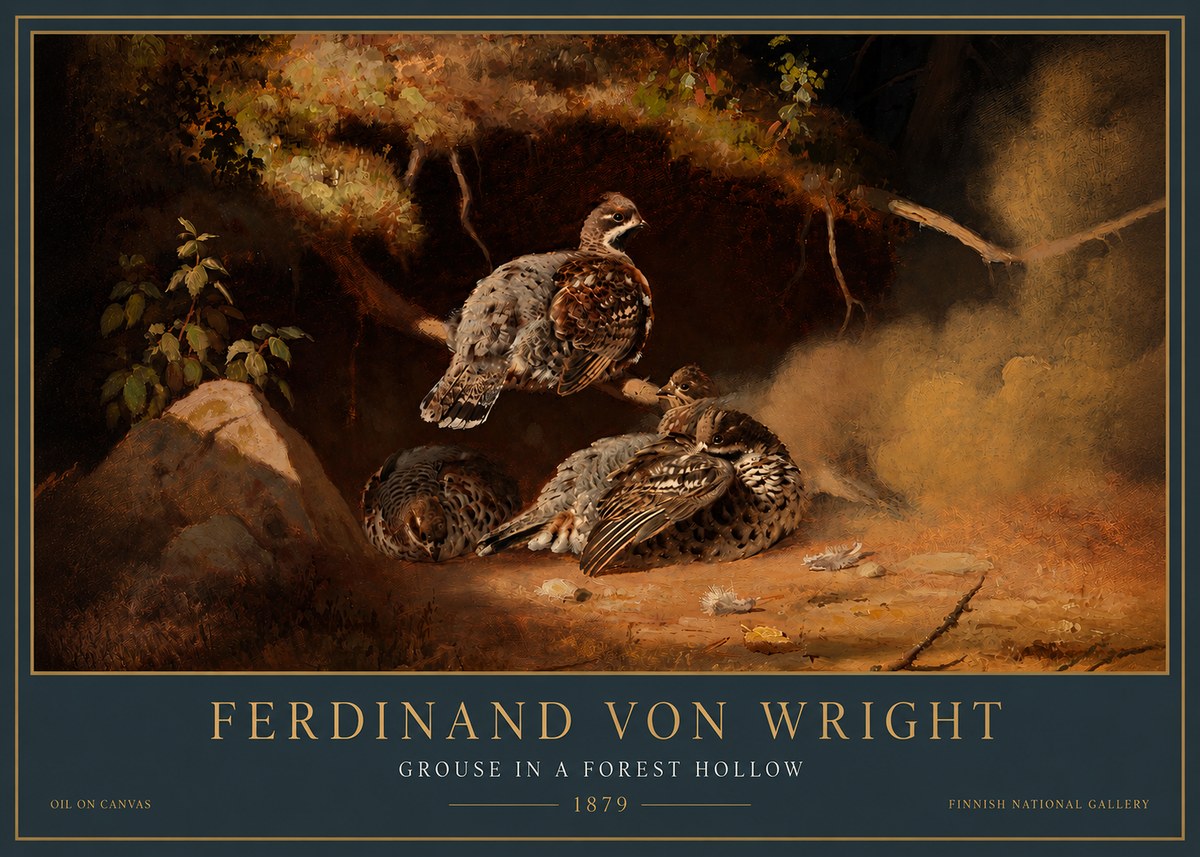Ferdinand von Wright Grouse in a Forest Hollow No5 - Plakát