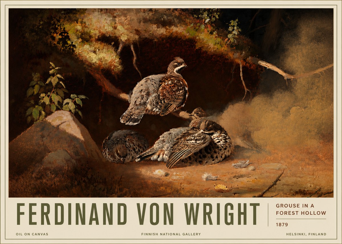Ferdinand von Wright Grouse in a Forest Hollow No6 - Plakát