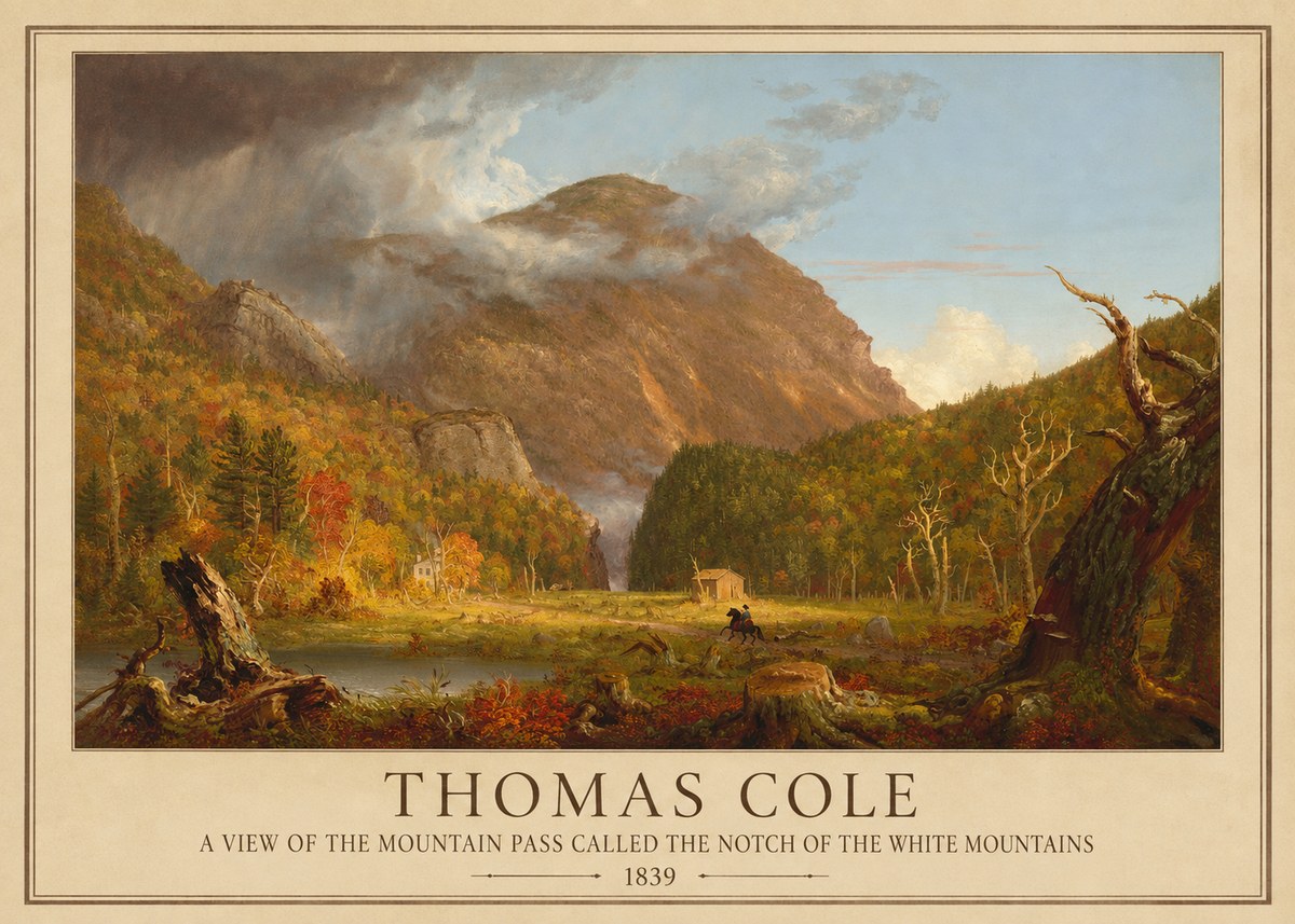 Thomas Cole A View of the Mountain Pass Called the Notch of the White Mountains No1 - Plakát