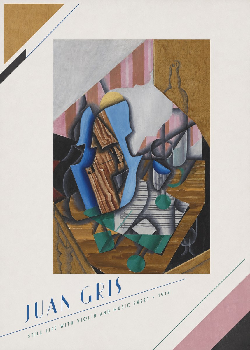 Juan Gris Still Life with Violin and Music Sheet No5 - Plakát