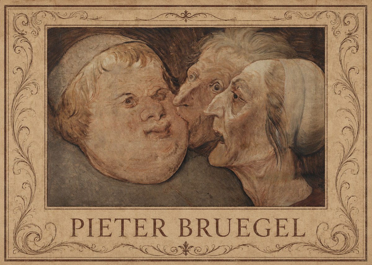 Pieter Bruegel Three Grotesque Heads No1 - Plakát