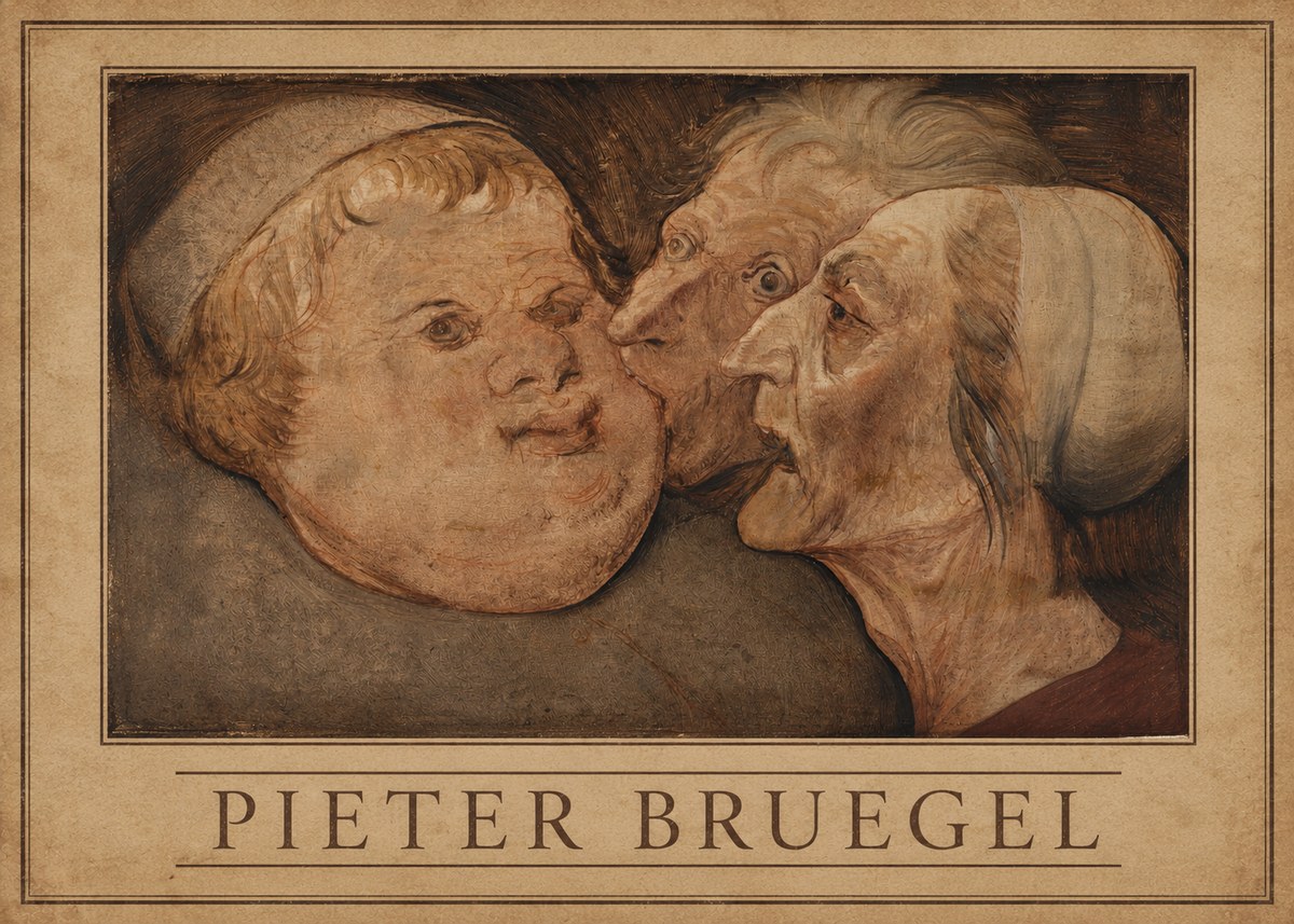 Pieter Bruegel Three Grotesque Heads No3 - Plakát