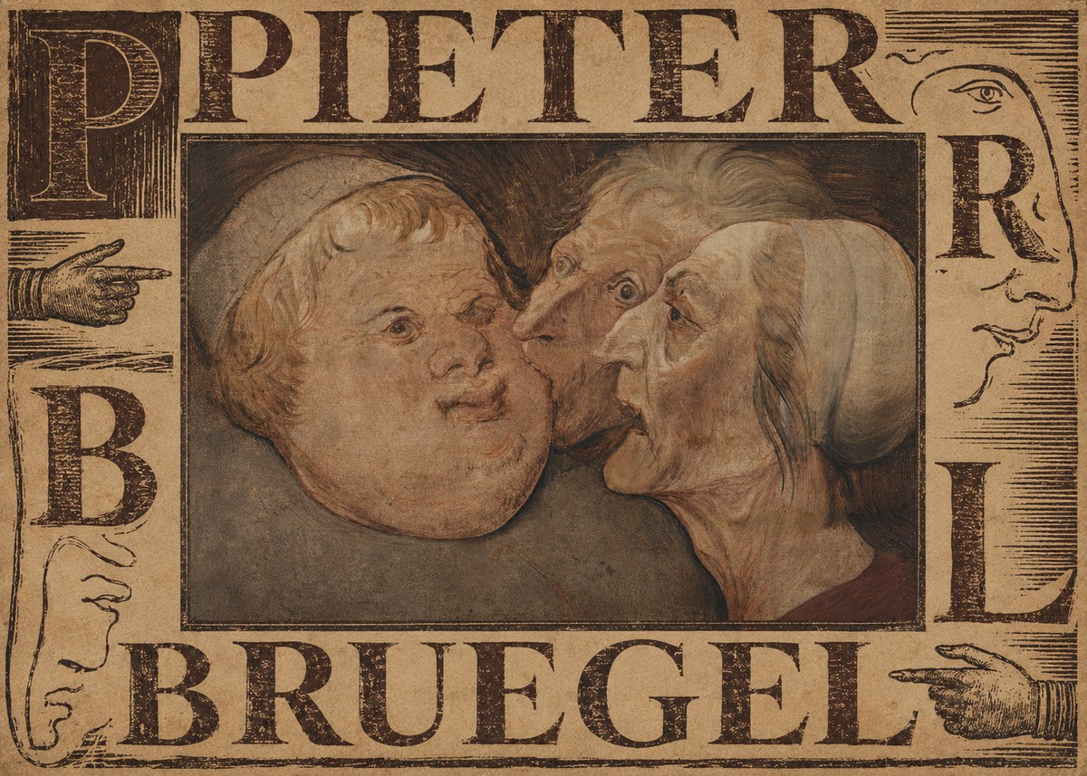Pieter Bruegel Three Grotesque Heads No4 - Plakát