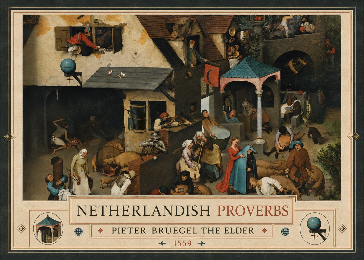 Pieter Bruegel Netherlandish Proverbs VII No3 - Plakát