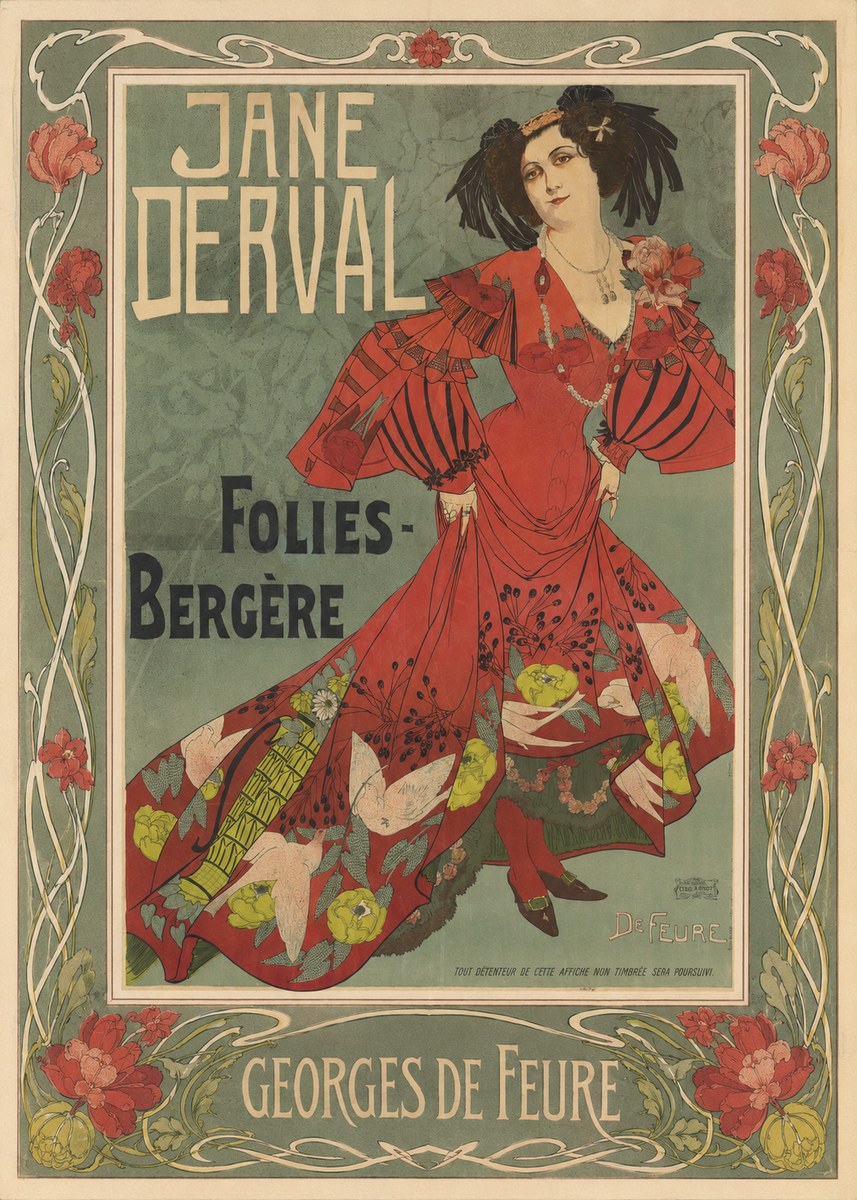 Georges de Feure Jane Derval - Folies-bergère II No1 - Plakát
