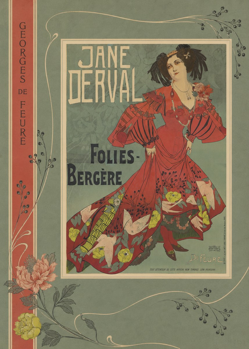 Georges de Feure Jane Derval - Folies-bergère II No2 - Plakát