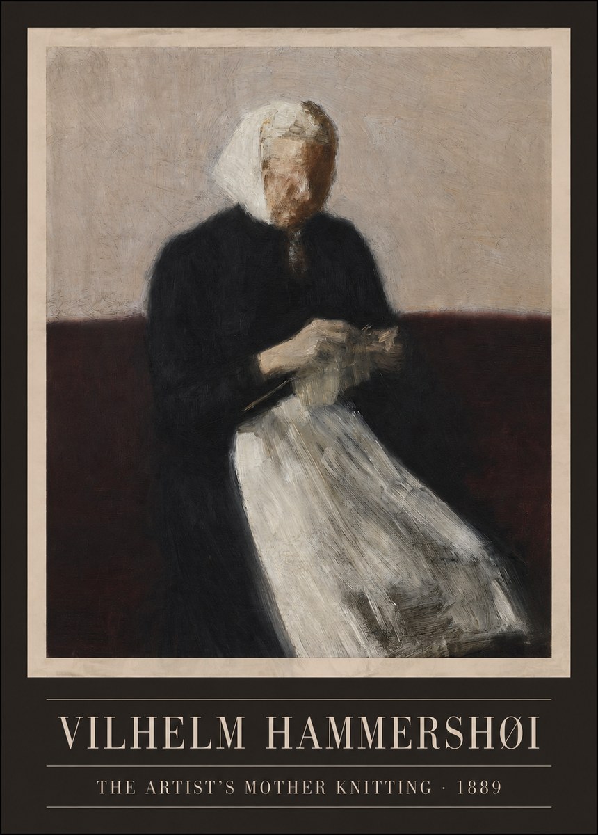 Vilhelm Hammershøi The Artist's Mother Knitting No3 - Plakát