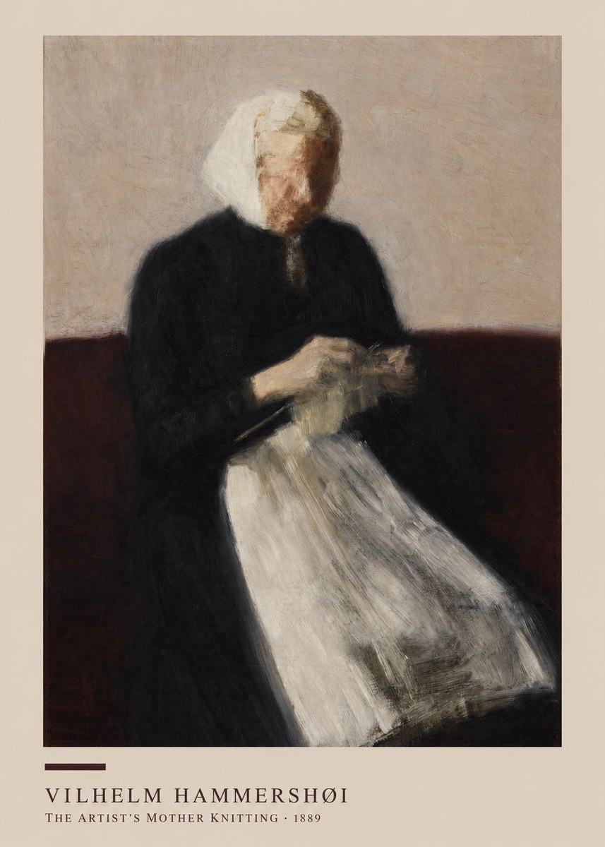 Vilhelm Hammershøi The Artist's Mother Knitting No4 - Plakát