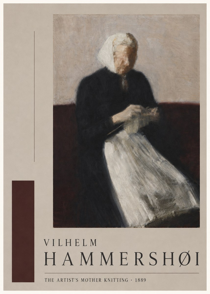 Vilhelm Hammershøi The Artist's Mother Knitting No5 - Plakát