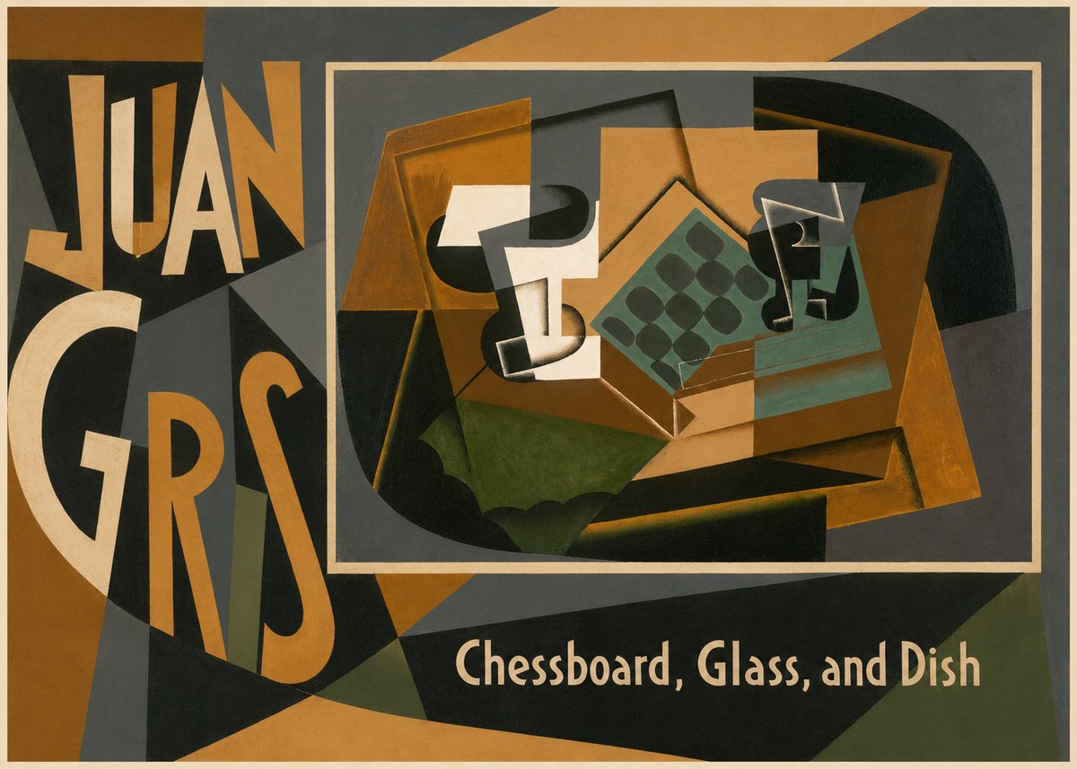 Juan Gris Chessboard, Glass, and Dish No2 - Plakát