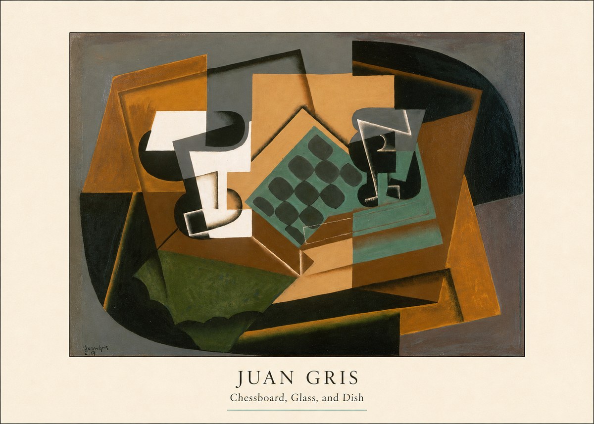 Juan Gris Chessboard, Glass, and Dish No4 - Plakát