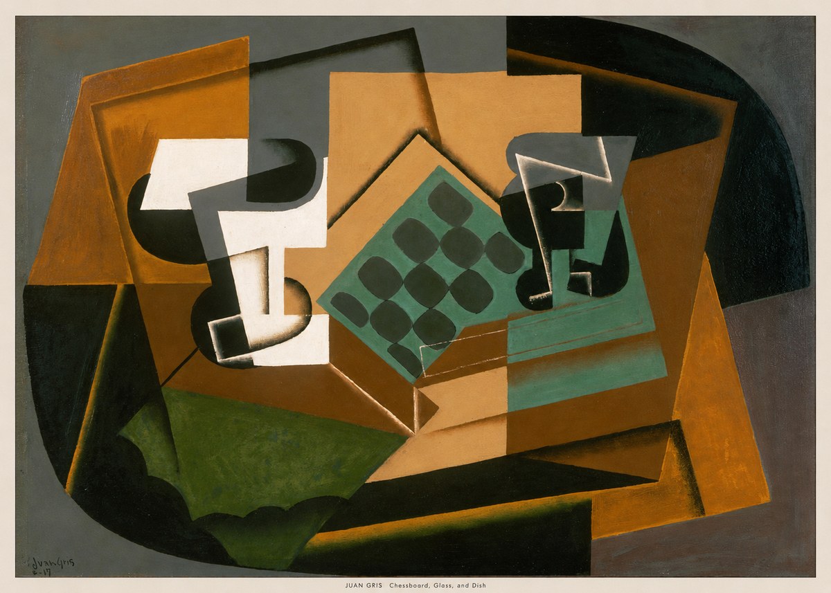 Juan Gris Chessboard, Glass, and Dish No6 - Plakát