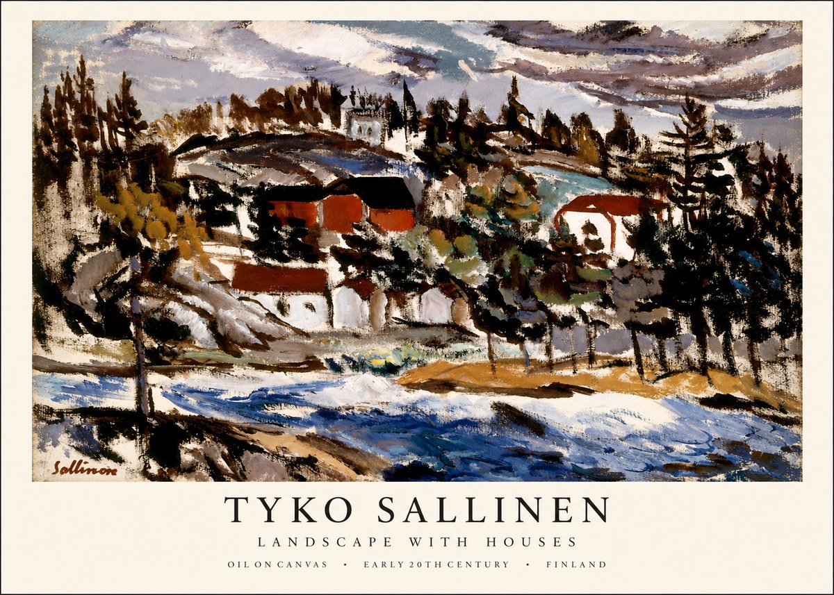 Tyko Sallinen Landscape with Houses No1 - Plakát