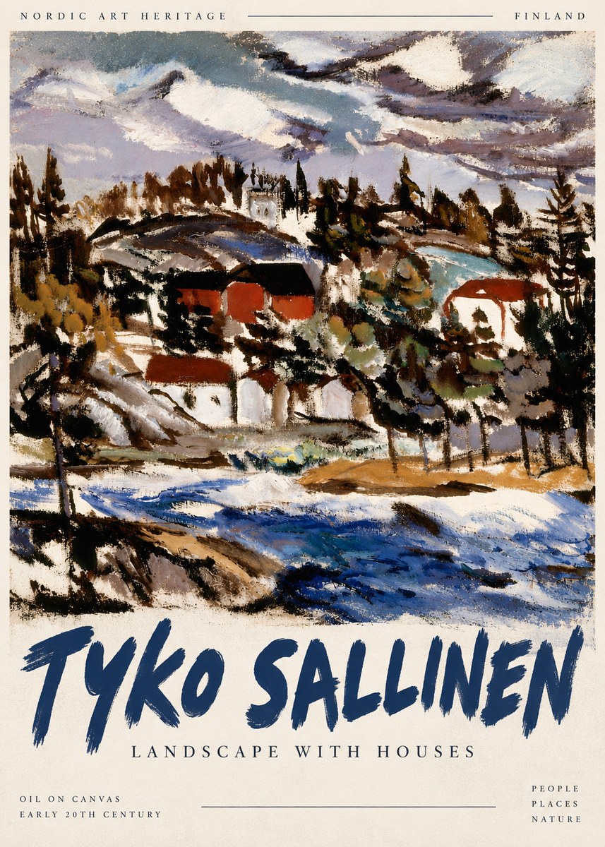 Tyko Sallinen Landscape with Houses No5 - Plakát