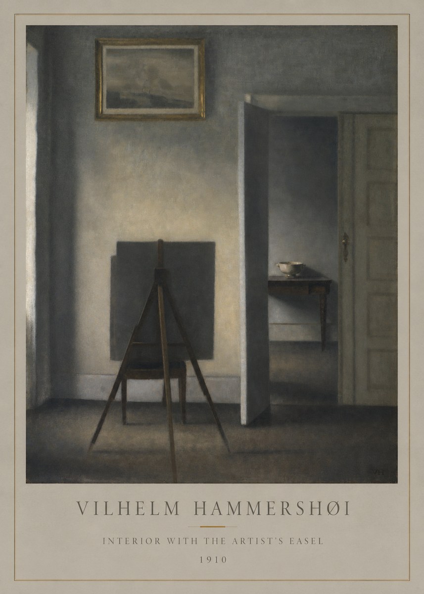 Vilhelm Hammershøi Interior with the Artist's Easel II No1 - Plakát