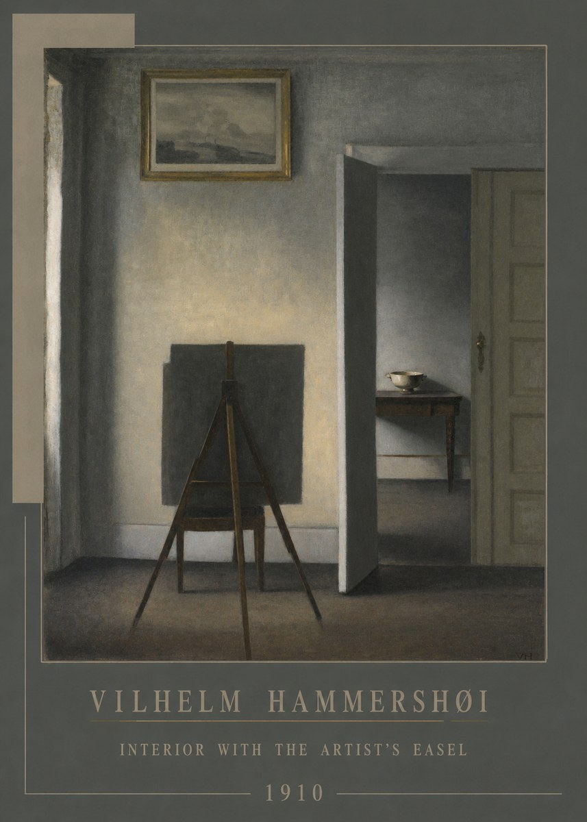 Vilhelm Hammershøi Interior with the Artist's Easel II No4 - Plakát