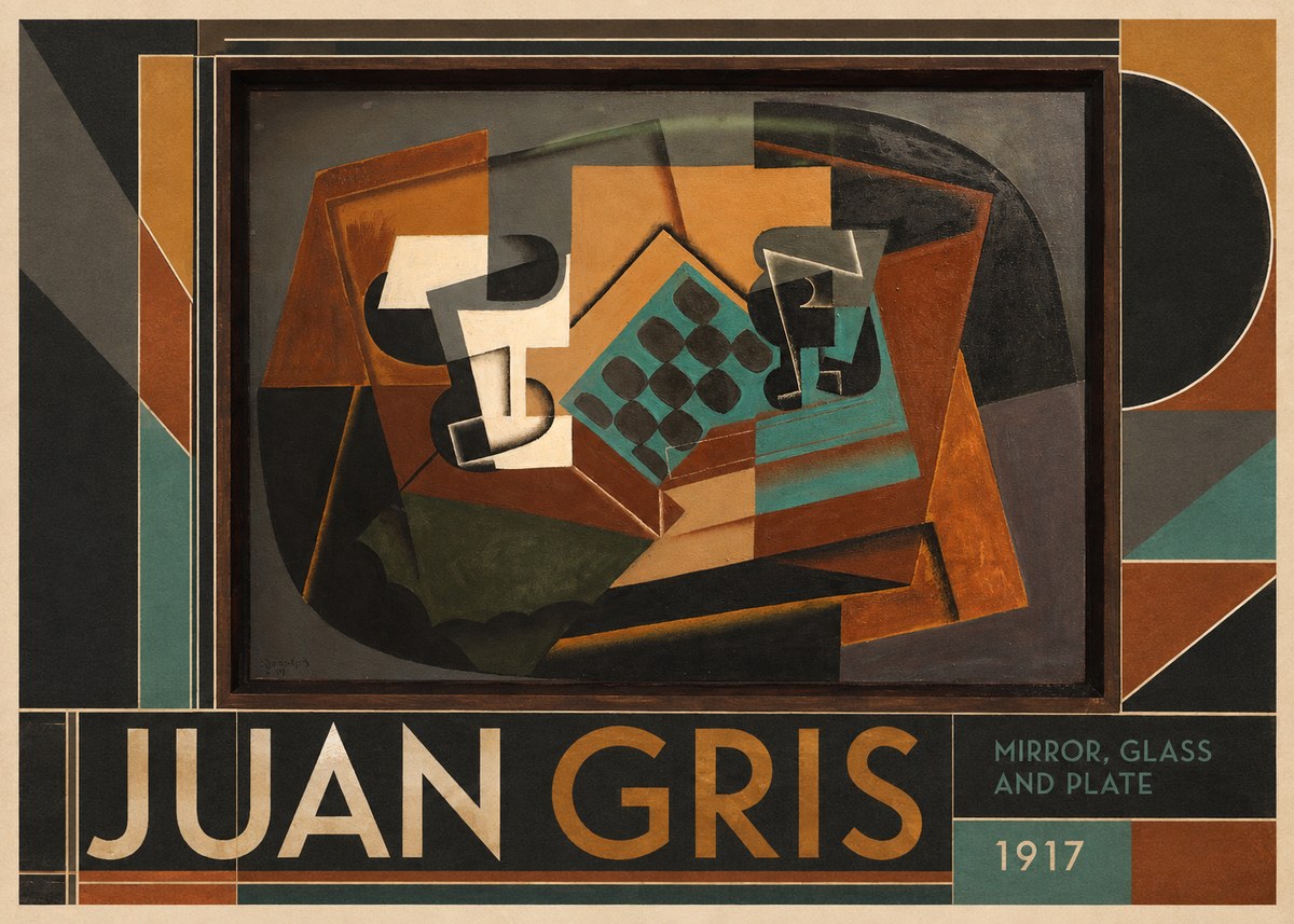 Juan Gris Mirror, Glass and Plate No1 - Plakát