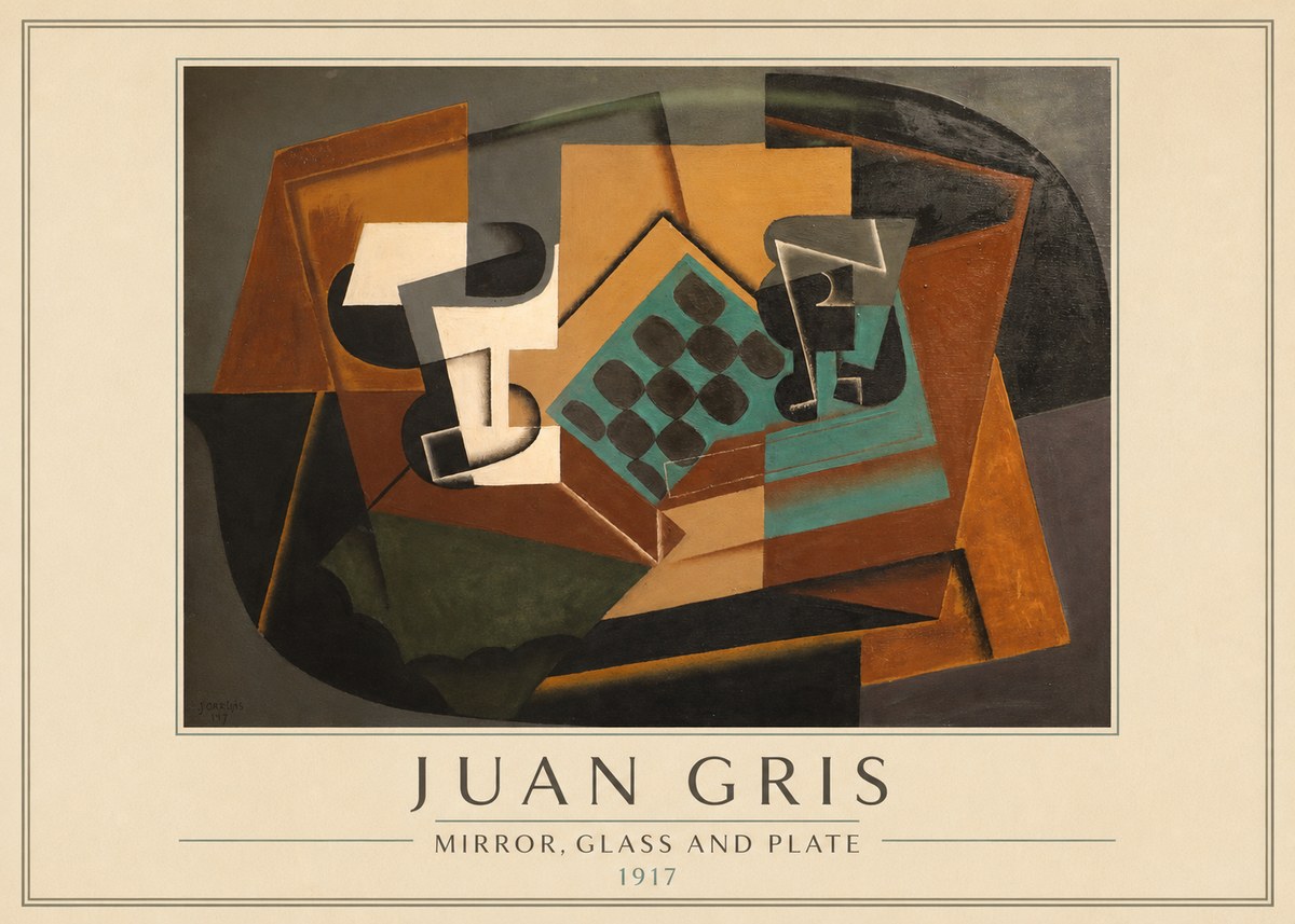 Juan Gris Mirror, Glass and Plate No2 - Plakát