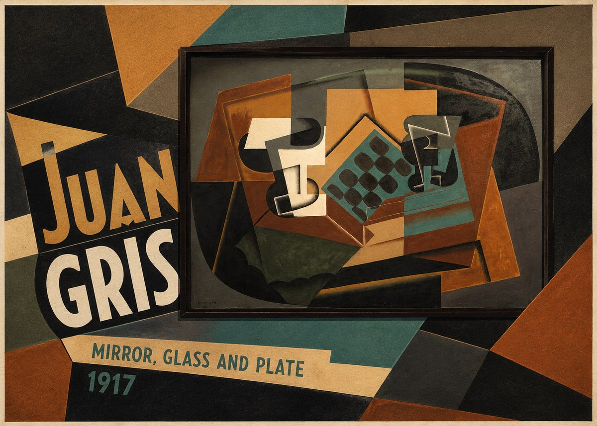 Juan Gris Mirror, Glass and Plate No3 - Plakát
