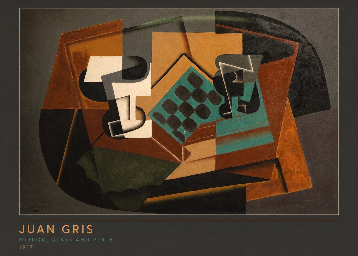 Juan Gris Mirror, Glass and Plate No6 - Plakát
