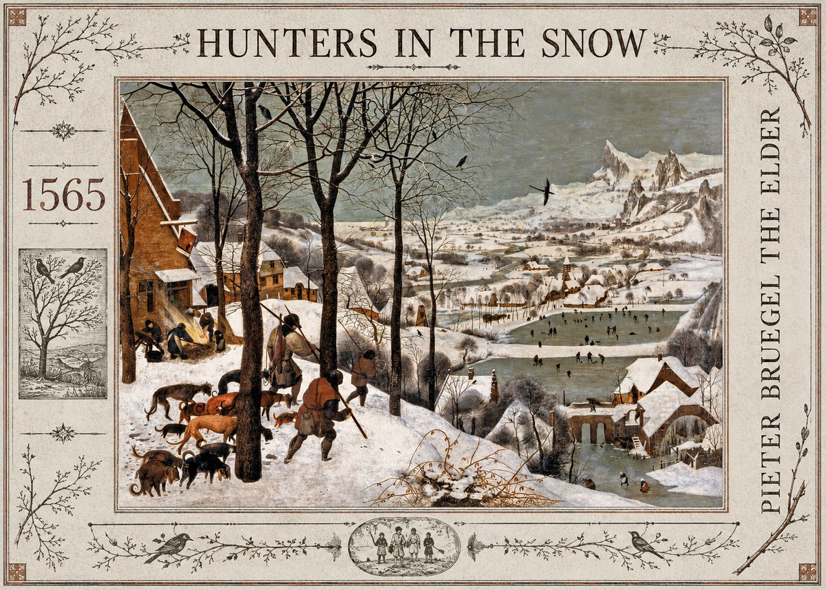 Pieter Bruegel Hunters in the Snow No2 - Plakát