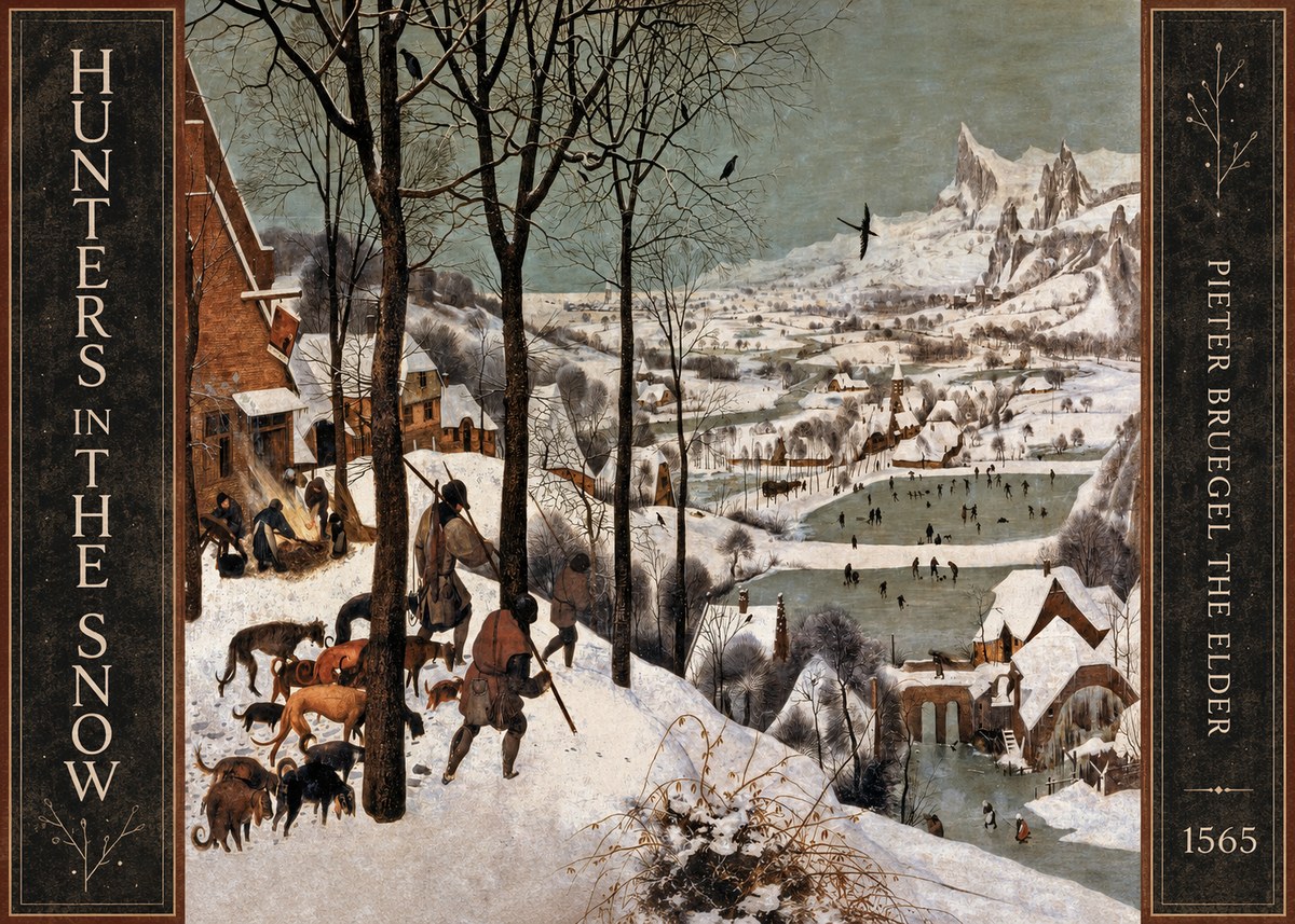 Pieter Bruegel Hunters in the Snow No4 - Plakát